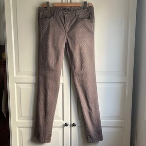 Vintage 2010’s Jacob straight leg jeans in mushroom with cream polka dots US 28